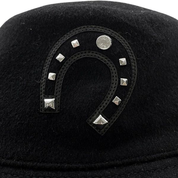 エルメス ハット ハーパー・ラッキー 馬蹄モチーフ カシミヤ サイズ59 HERMES 帽子 黒