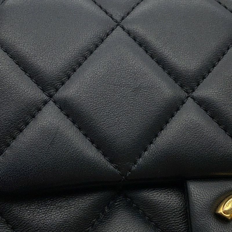 シャネル チェーンショルダーバッグ ミニマトラッセ フェイクパール ラムスキン AS2855 CHANEL バッグ 2ｗay 黒