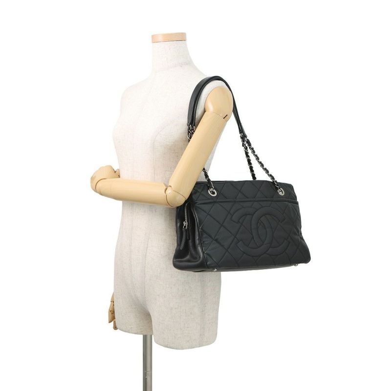 シャネル トートバッグ マトラッセ ココマーク ダブルチェーン キャビアスキン A67294 CHANEL ショルダーバッグ 黒