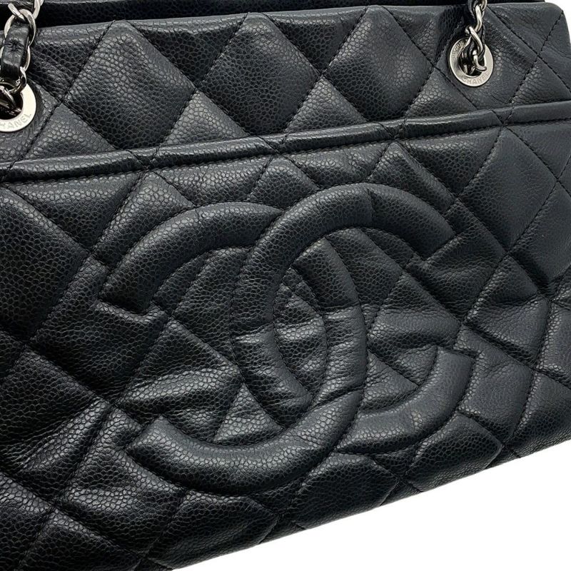シャネル トートバッグ マトラッセ ココマーク ダブルチェーン キャビアスキン A67294 CHANEL ショルダーバッグ 黒