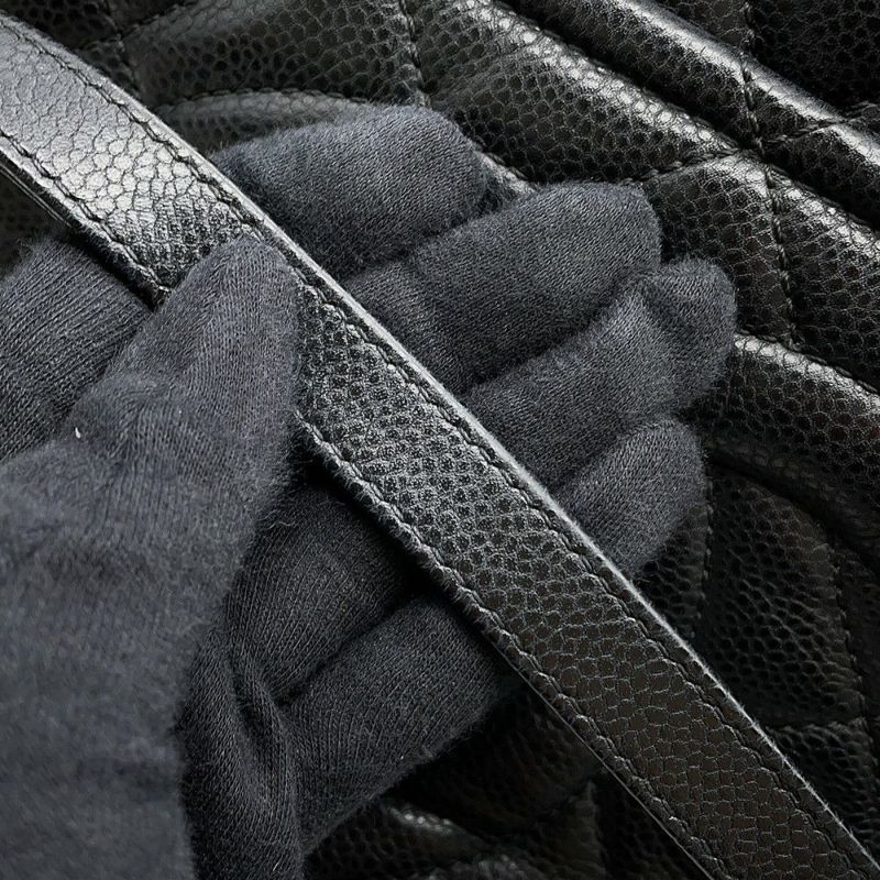 シャネル トートバッグ マトラッセ ココマーク ダブルチェーン キャビアスキン A67294 CHANEL ショルダーバッグ 黒