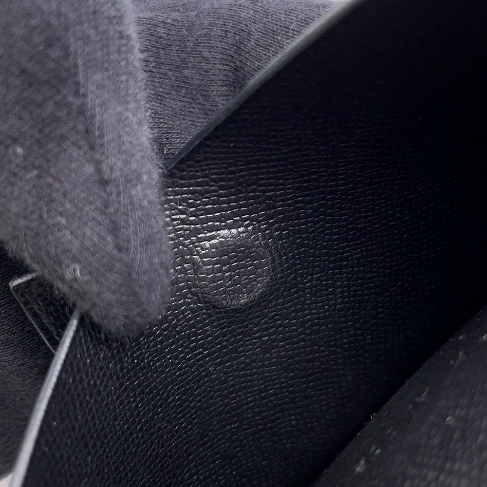 エルメス カードケース ベアン ミニ 小銭入れ付き モノクローム ブラック/ブラック金具 ヴォーマダム K刻印 黒