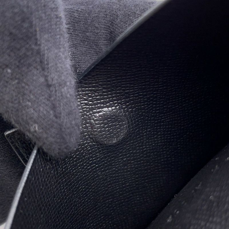 エルメス カードケース ベアン ミニ 小銭入れ付き モノクローム ブラック/ブラック金具 ヴォーマダム K刻印 黒