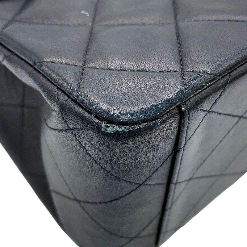 シャネル チェーンショルダーバッグ デカマトラッセ ココマーク シングルフラップ ラムスキン A01094 CHANEL 黒