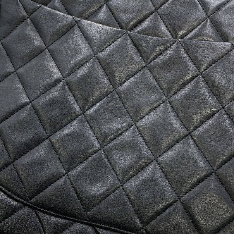 シャネル チェーンショルダーバッグ デカマトラッセ ココマーク シングルフラップ ラムスキン A01094 CHANEL 黒