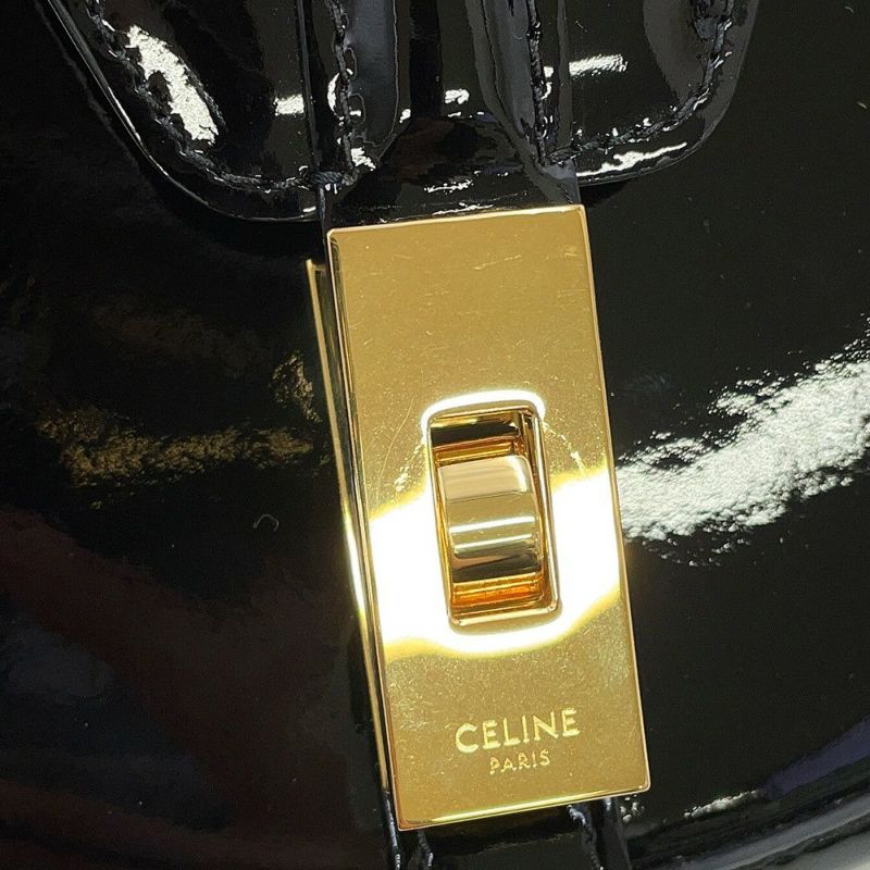 セリーヌ ショルダーバッグ 16 セーズ ブザス スモール パテント 188013 CELINE 黒