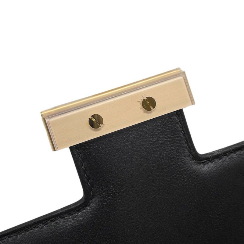 エルメス ショルダーバッグ コンスタンス24 ミロワール ブラック/ゴールド金具 ボックスカーフ B刻印 黒