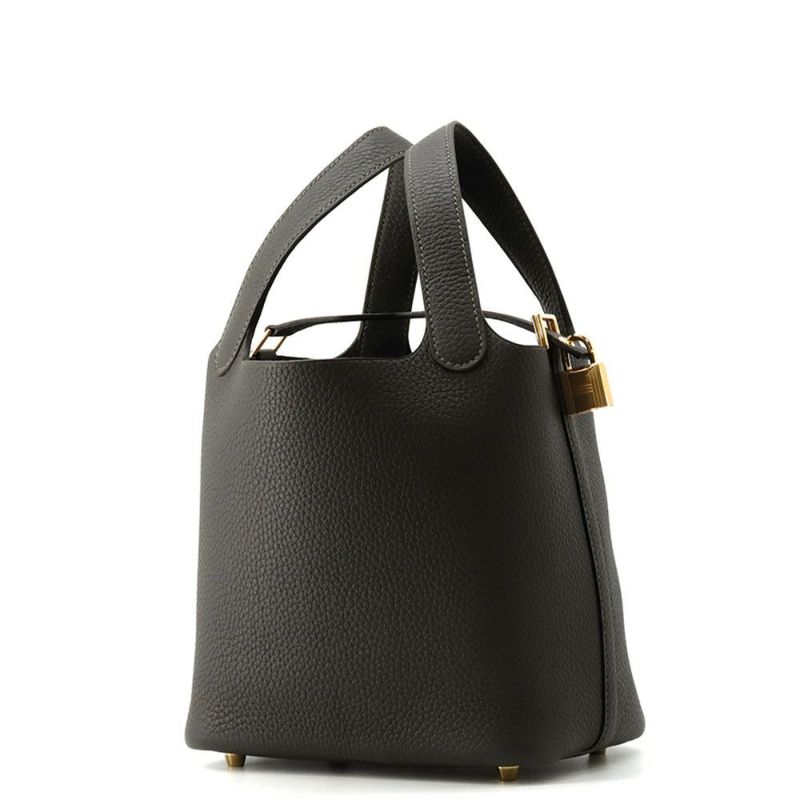 エルメス ハンドバッグ ピコタンロックPM ダークブロンズ/ゴールド金具 トリヨンクレマンス K刻印