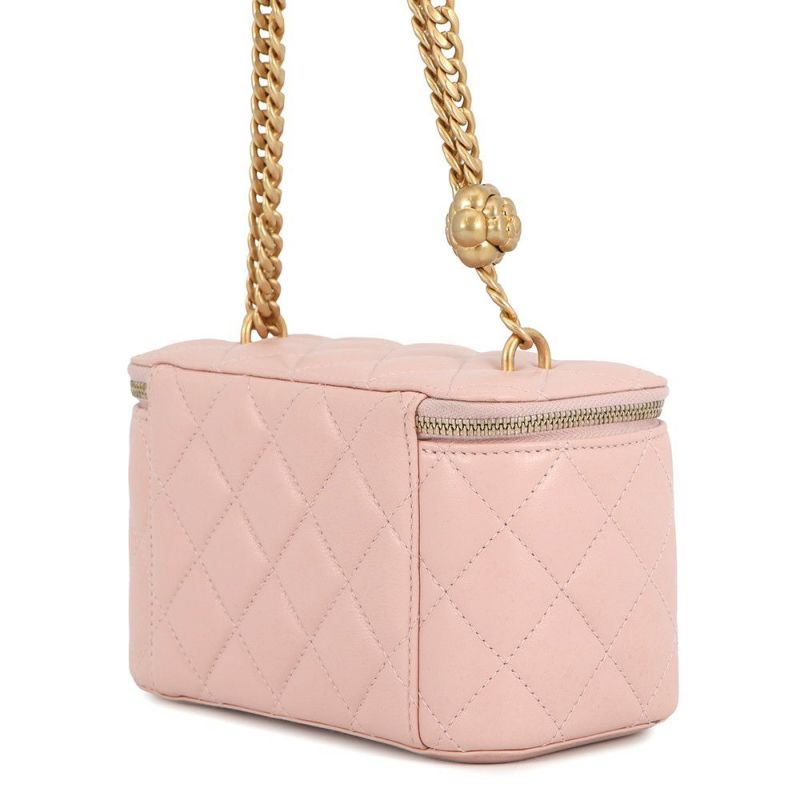 シャネル チェーンショルダーバッグ バニティ ココマーク カメリア マトラッセ ラムスキン AP3301 CHANEL