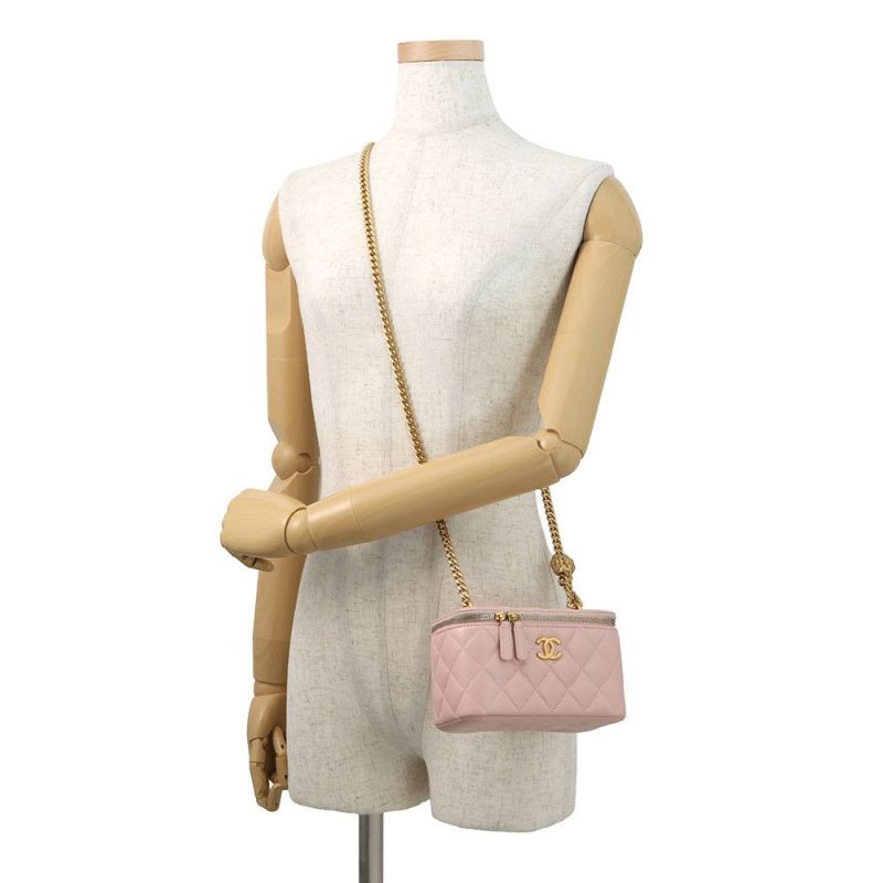 シャネル チェーンショルダーバッグ バニティ ココマーク カメリア マトラッセ ラムスキン AP3301 CHANEL