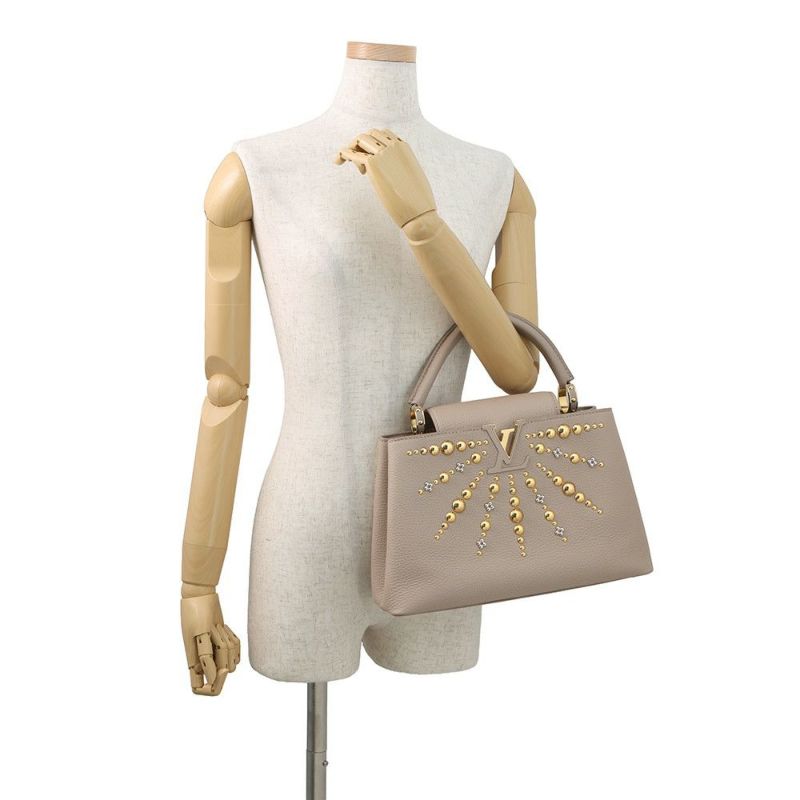 ルイヴィトン ハンドバッグ レザー カプシーヌ MM LOUIS VUITTON ヴィトン バッグ 2way ショルダーバッグ スタッズ