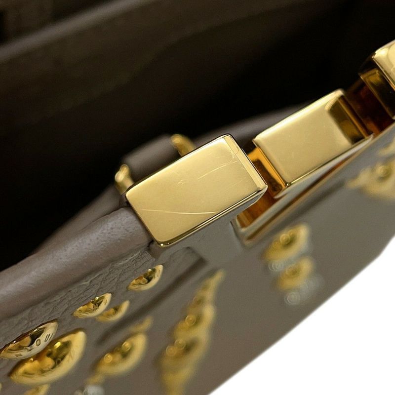 ルイヴィトン ハンドバッグ レザー カプシーヌ MM LOUIS VUITTON ヴィトン バッグ 2way ショルダーバッグ スタッズ