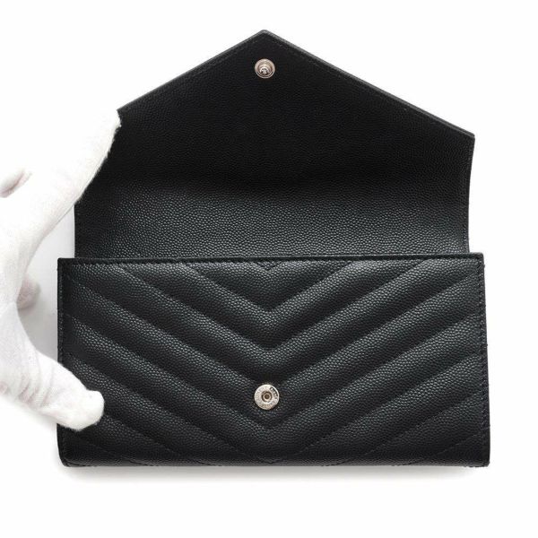 サンローランパリ 長財布 モノグラム ラージ キルティング フラップウォレット 372264 SAINT LAURENT PARIS 黒