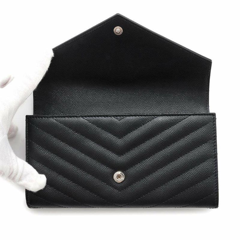 サンローランパリ 長財布 モノグラム ラージ キルティング フラップウォレット 372264 SAINT LAURENT PARIS 黒
