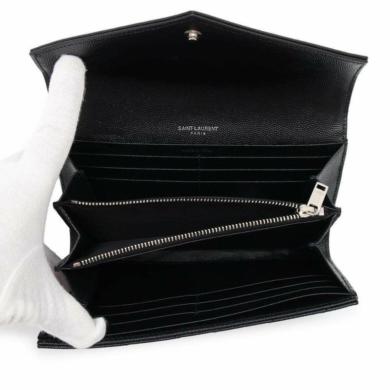 サンローランパリ 長財布 モノグラム ラージ キルティング フラップウォレット 372264 SAINT LAURENT PARIS 黒
