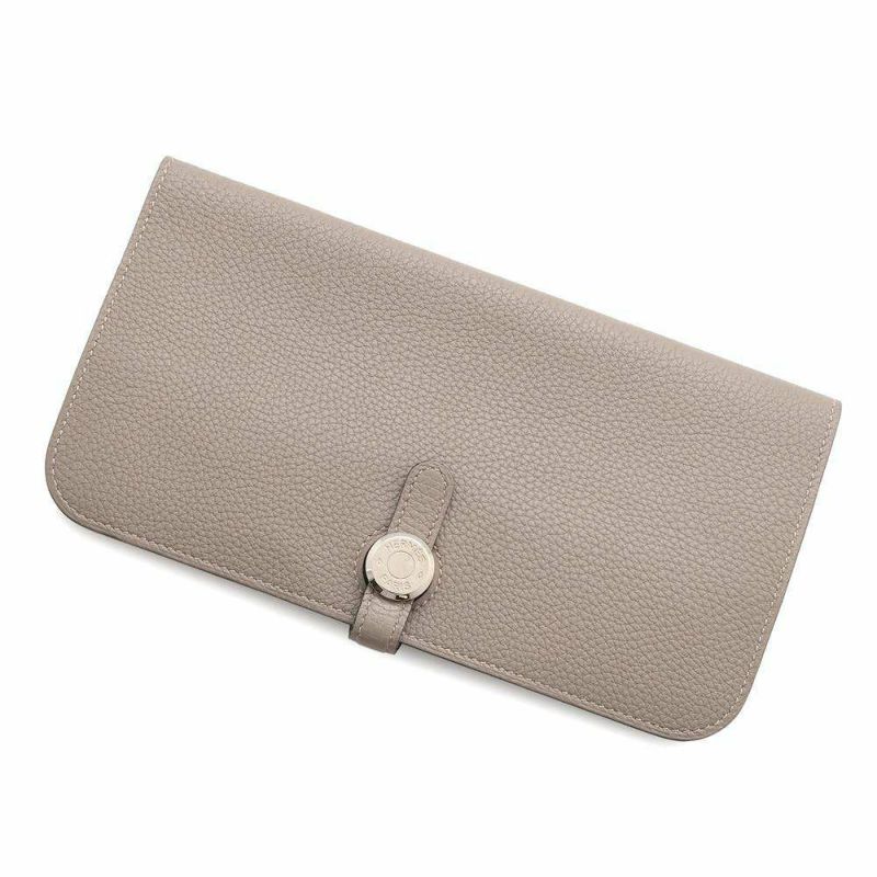 エルメス 長財布 ドゴンロング ヴェルソ グリアスファルト/エトゥープ/シルバー金具 トゴ A刻印 財布
