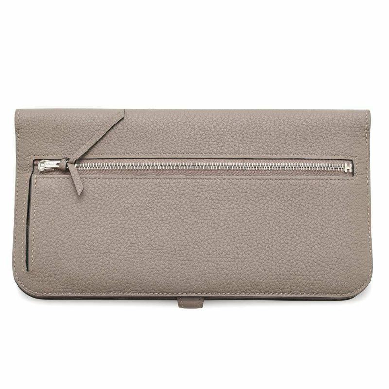 エルメス 長財布 ドゴンロング ヴェルソ グリアスファルト/エトゥープ/シルバー金具 トゴ A刻印 財布