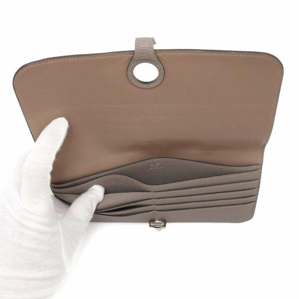 エルメス 長財布 ドゴンロング ヴェルソ グリアスファルト/エトゥープ/シルバー金具 トゴ A刻印 財布