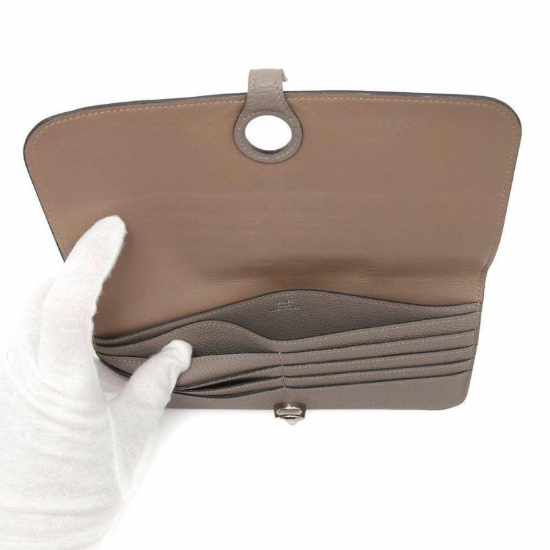 エルメス 長財布 ドゴンロング ヴェルソ グリアスファルト/エトゥープ/シルバー金具 トゴ A刻印 財布