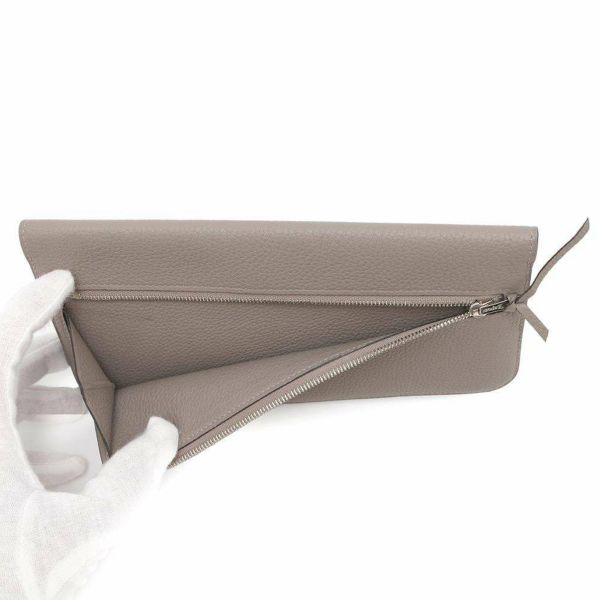 エルメス 長財布 ドゴンロング ヴェルソ グリアスファルト/エトゥープ/シルバー金具 トゴ A刻印 財布