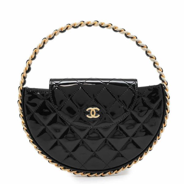 シャネル ハンドバッグ マトラッセ ココマーク ハンドクラッチ エナメル AP3585 CHANEL 黒