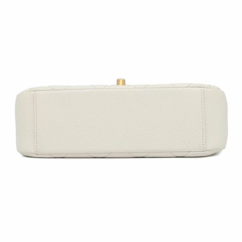 シャネル チェーンショルダーバッグ ココマーク マトラッセ コインモチーフ キャビアスキン AS2528 CHANEL 白