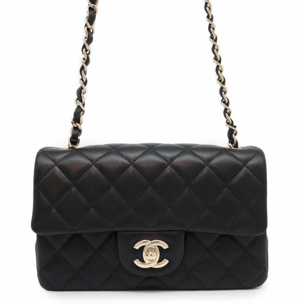 シャネル チェーンショルダーバッグ ココマーク マトラッセ ラムスキン A69900 CHANEL ミニ フラップ 黒