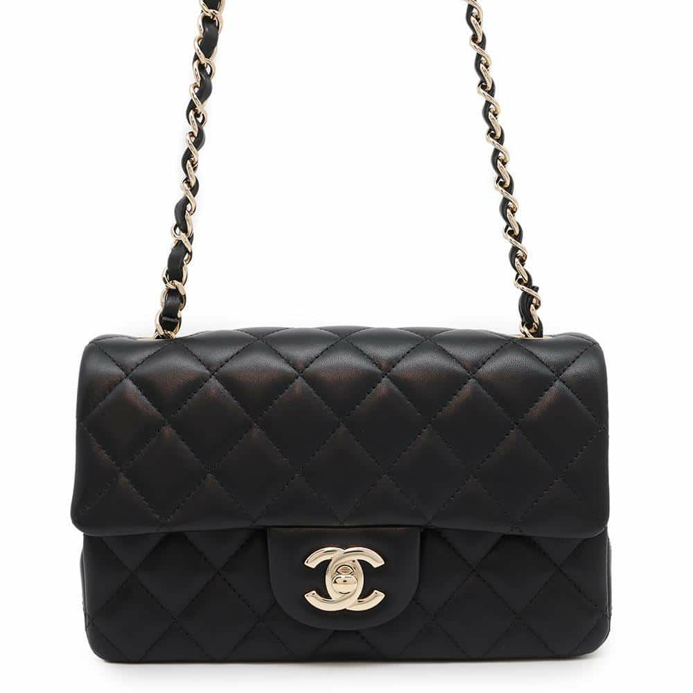 シャネル チェーンショルダーバッグ ココマーク マトラッセ ラムスキン A69900 CHANEL ミニ フラップ 黒