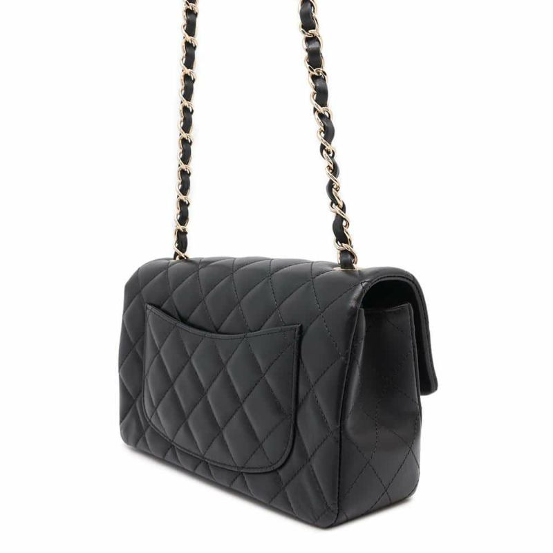 シャネル チェーンショルダーバッグ ココマーク マトラッセ ラムスキン A69900 CHANEL ミニ フラップ 黒