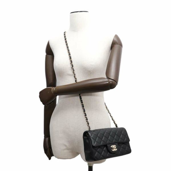 シャネル チェーンショルダーバッグ ココマーク マトラッセ ラムスキン A69900 CHANEL ミニ フラップ 黒