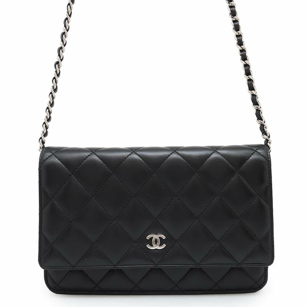 シャネル チェーンウォレット マトラッセ ココマーク ラムスキン キルティング A33814 CHANEL 財布 黒
