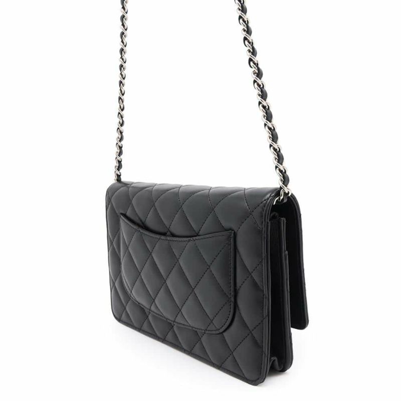 シャネル チェーンウォレット マトラッセ ココマーク ラムスキン キルティング A33814 CHANEL 財布 黒