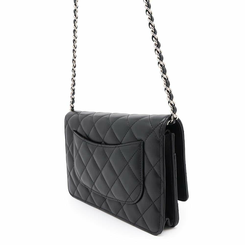 シャネル チェーンウォレット マトラッセ ココマーク ラムスキン キルティング A33814 CHANEL 財布 黒