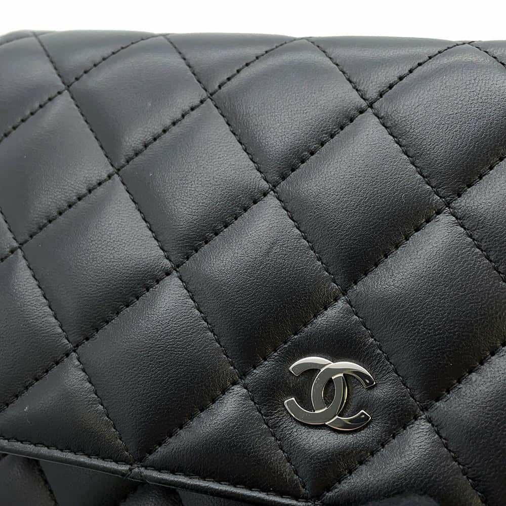 シャネル チェーンウォレット マトラッセ ココマーク ラムスキン キルティング A33814 CHANEL 財布 黒