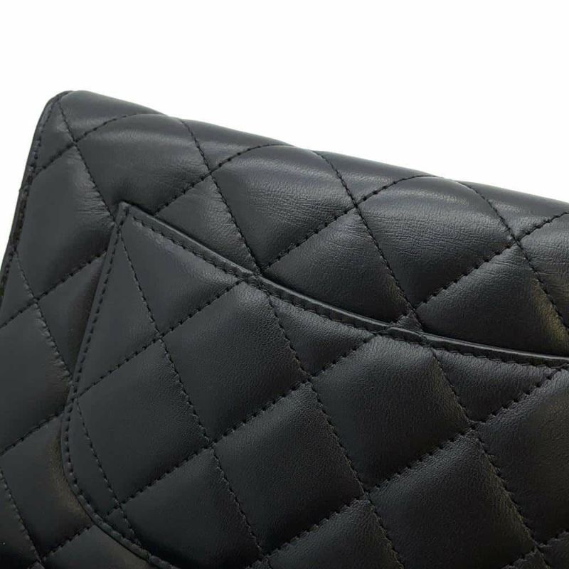 シャネル チェーンウォレット マトラッセ ココマーク ラムスキン キルティング A33814 CHANEL 財布 黒