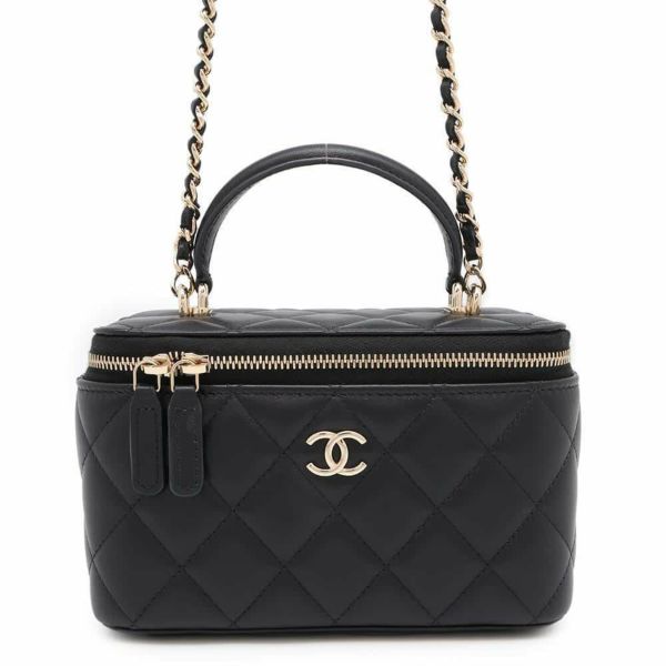 シャネル チェーンショルダーバッグ マトラッセ ココマーク ヴァニティケース ラムスキン AP2199 CHANEL ポーチ 黒