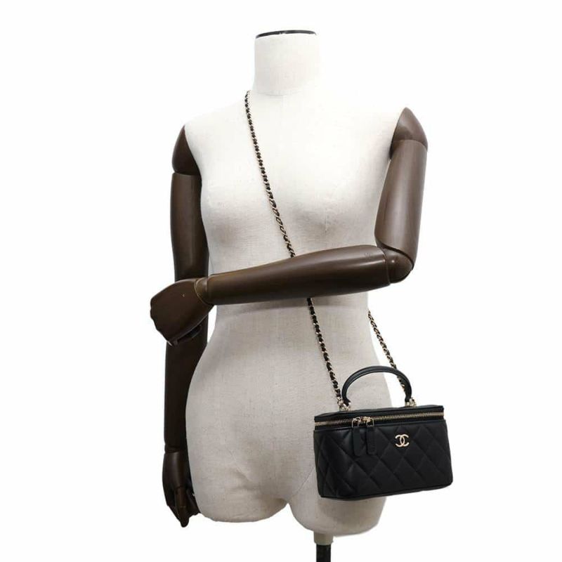 シャネル チェーンショルダーバッグ マトラッセ ココマーク ヴァニティケース ラムスキン AP2199 CHANEL ポーチ 黒