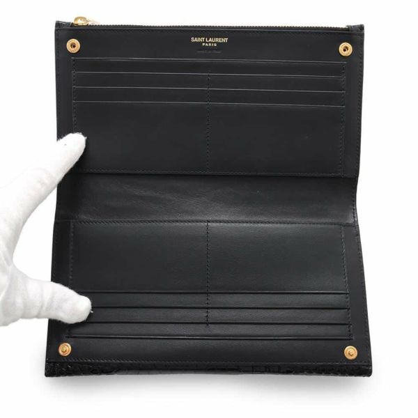 サンローランパリ 長財布 アップタウン ラージウォレット 型押しレザー 582124 SAINT LAURENT PARIS 財布 黒