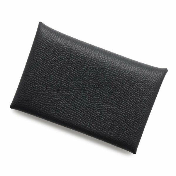 エルメス カードケース カルヴィ ブラック エプソン W刻印 HERMES 名刺入れ 黒