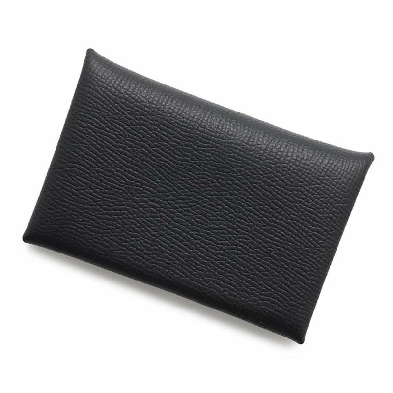 エルメス カードケース カルヴィ ブラック エプソン W刻印 HERMES 名刺入れ 黒
