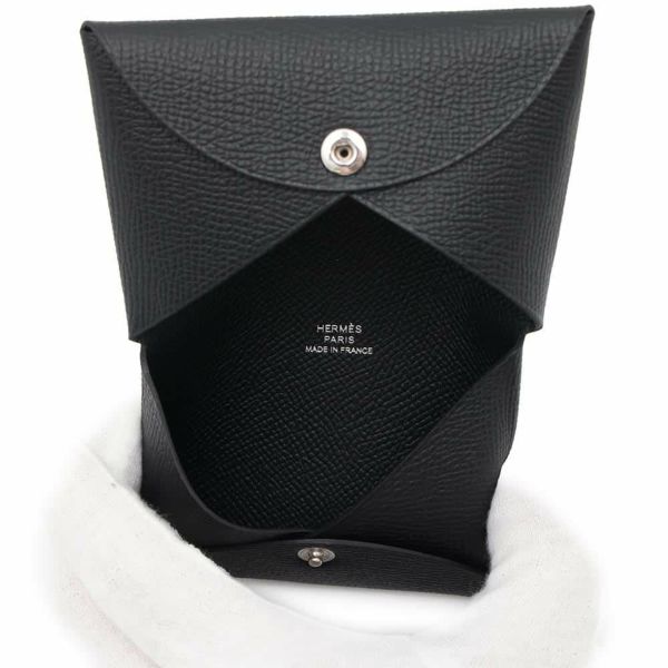 エルメス カードケース カルヴィ ブラック エプソン W刻印 HERMES 名刺入れ 黒