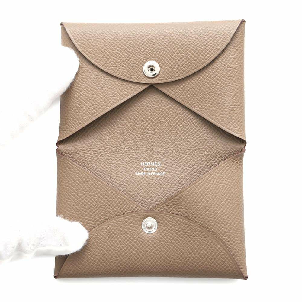 エルメス カードケース カルヴィ エトゥープ エプソン W刻印 HERMES 名刺入れ