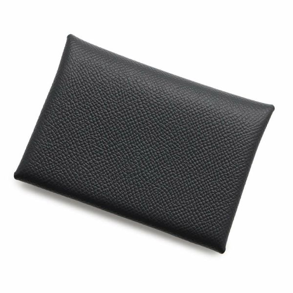 エルメス コインケース カルヴィ デュオ ブラック/シルバー金具 エプソン W刻印 黒