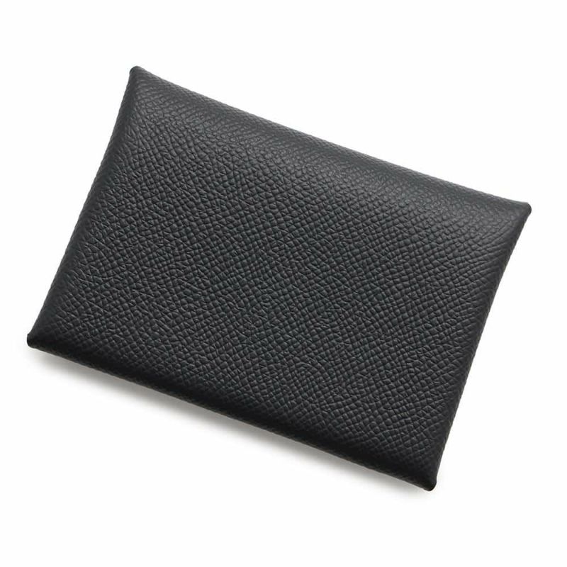 エルメス コインケース カルヴィ デュオ ブラック/シルバー金具 エプソン W刻印 黒