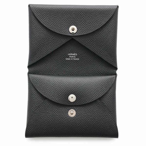 エルメス コインケース カルヴィ デュオ ブラック/シルバー金具 エプソン W刻印 黒