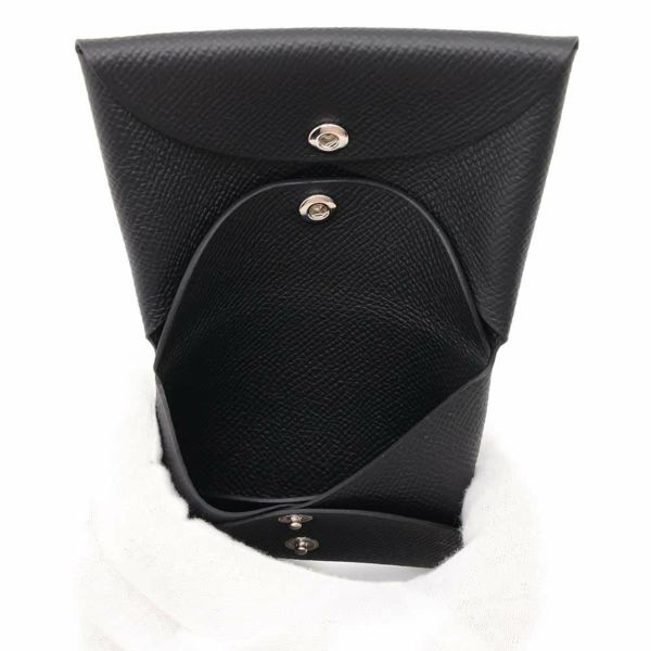 エルメス コインケース カルヴィ デュオ ブラック/シルバー金具 エプソン W刻印 黒