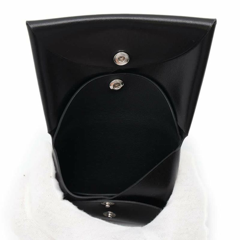 エルメス コインケース カルヴィ デュオ ブラック/シルバー金具 ボックスカーフ W刻印 財布 黒