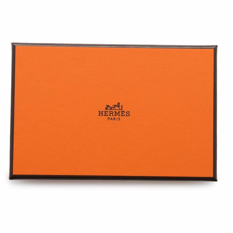 エルメス コインケース カルヴィ デュオ ブラック/シルバー金具 ボックスカーフ W刻印 財布 黒