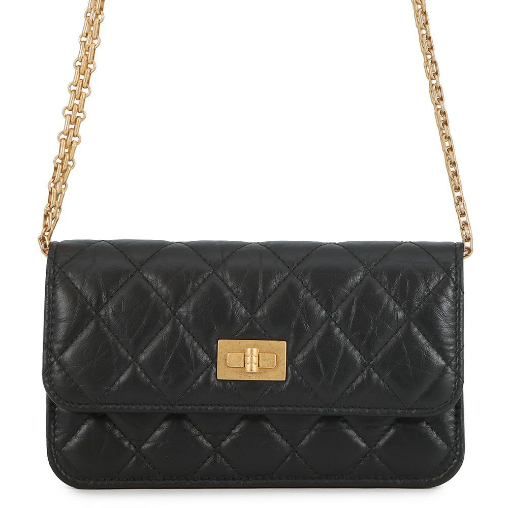 シャネル チェーンウォレット マトラッセ 2.55 ココマーク エイジドカーフレザー AP3169 CHANEL 黒