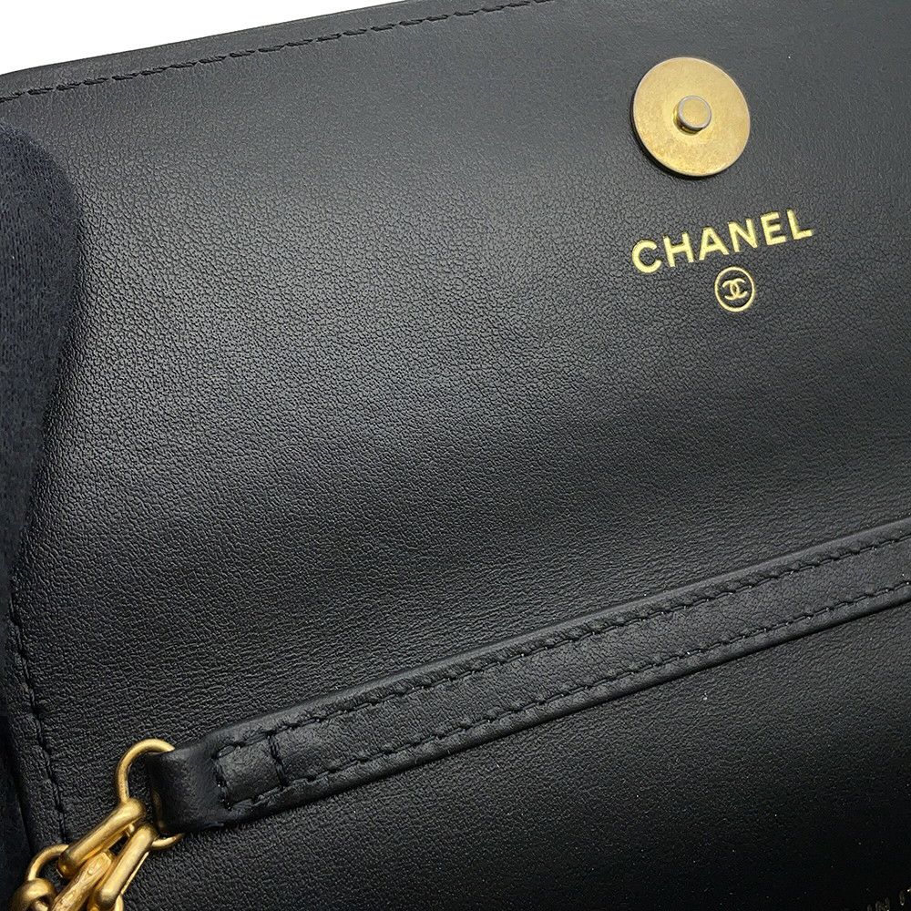 シャネル チェーンウォレット マトラッセ 2.55 ココマーク エイジドカーフレザー AP3169 CHANEL 黒